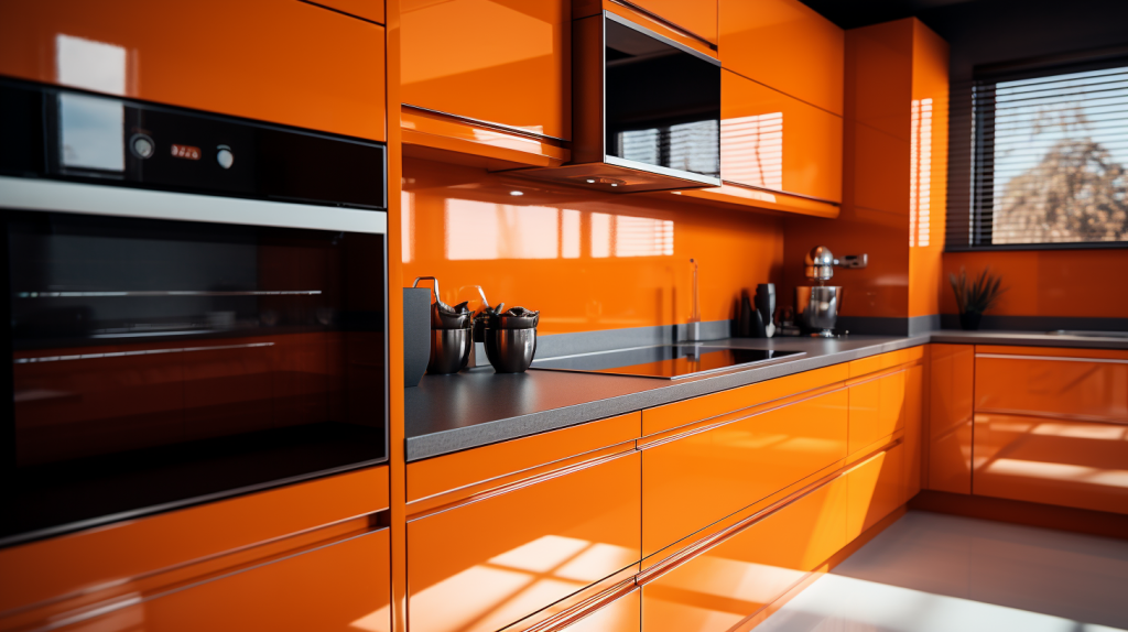 Glossy cabinet surfaces that add a captivating touch.