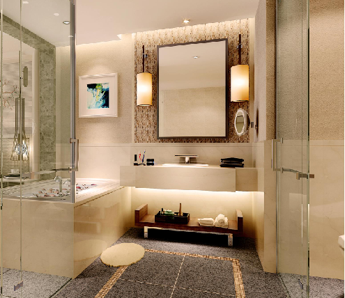 Bathroom remodeling in Boca Raton with custom vanity glass shower and modern finishes