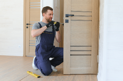 Door replacement service during home renovation project